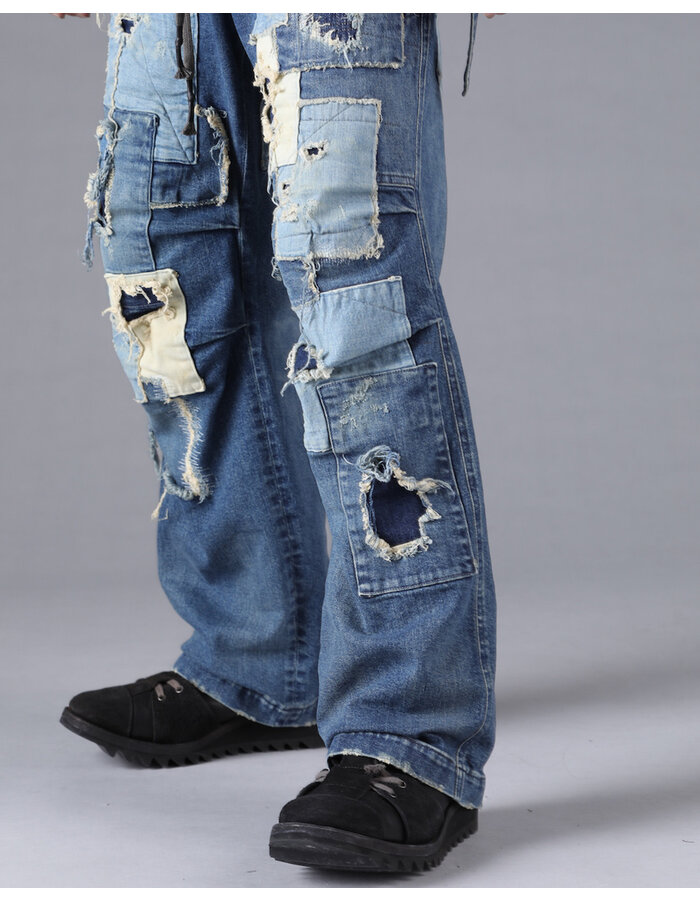 D. HYGEN PRODUCT PROCESSED STRETCH DENIM WIDE PANTS