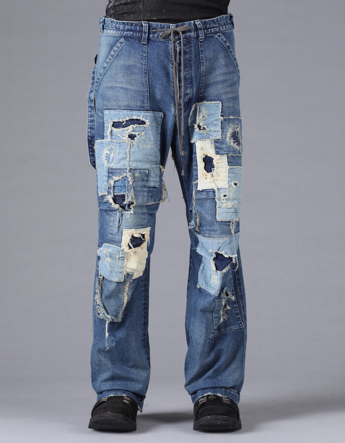 D. HYGEN PRODUCT PROCESSED STRETCH DENIM WIDE PANTS