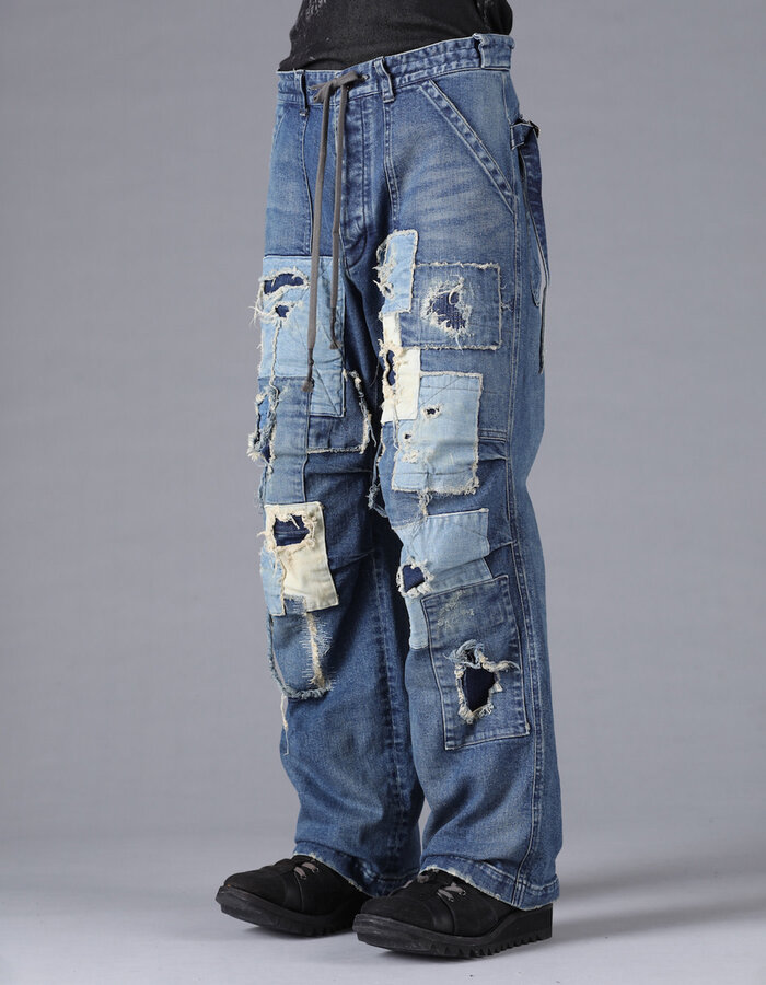 D. HYGEN PRODUCT PROCESSED STRETCH DENIM WIDE PANTS