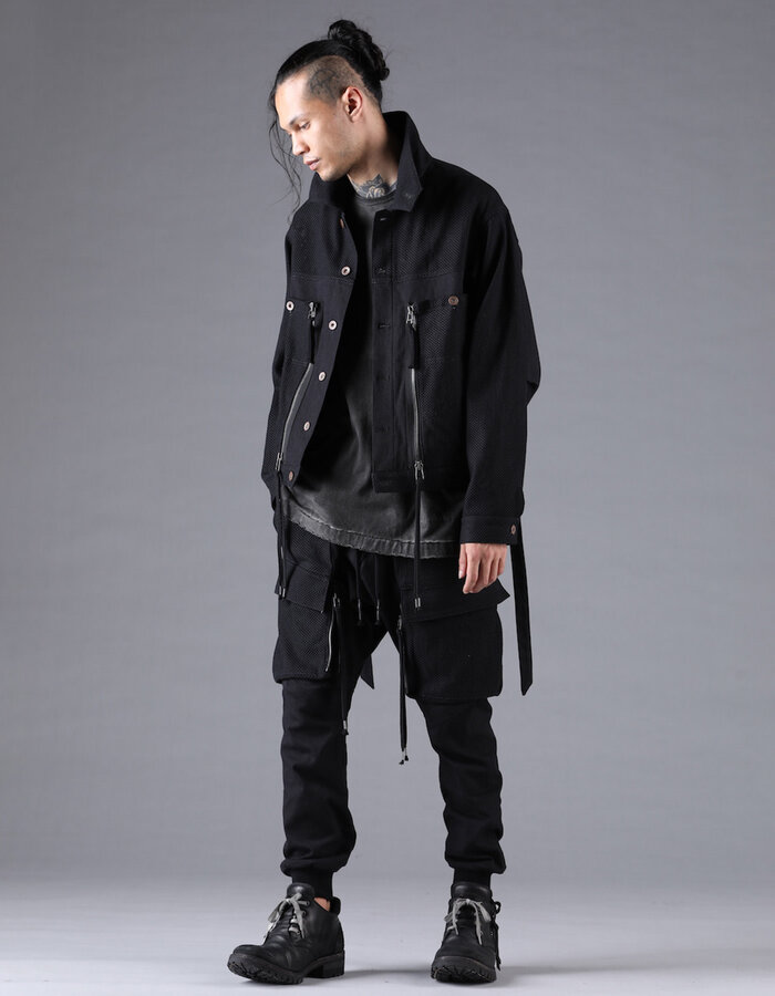 D. HYGEN SHASHIKO JACQUARD COMBINATION CROPPED JACKET