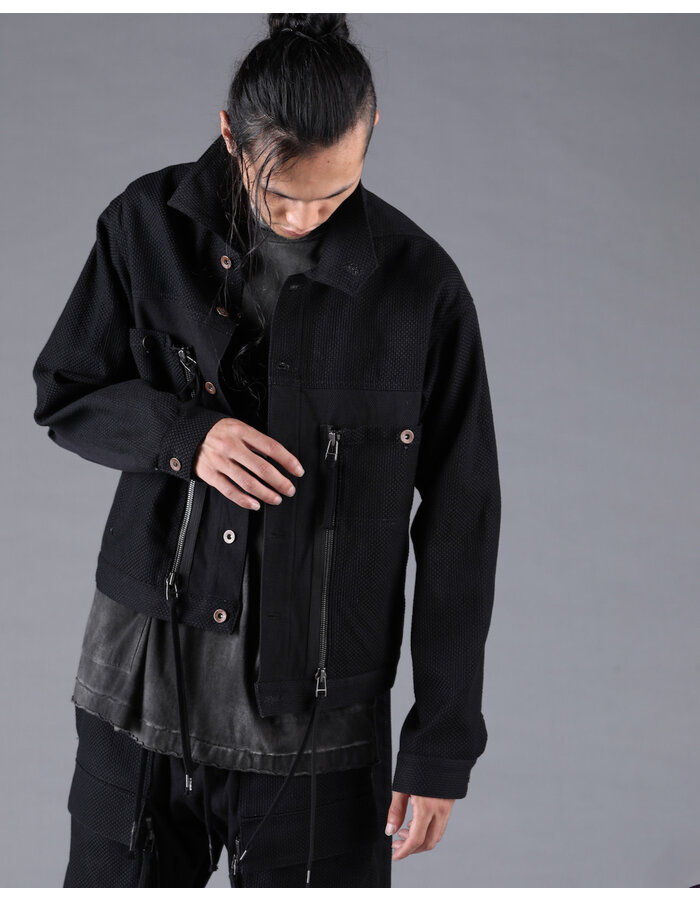 D. HYGEN SHASHIKO JACQUARD COMBINATION CROPPED JACKET