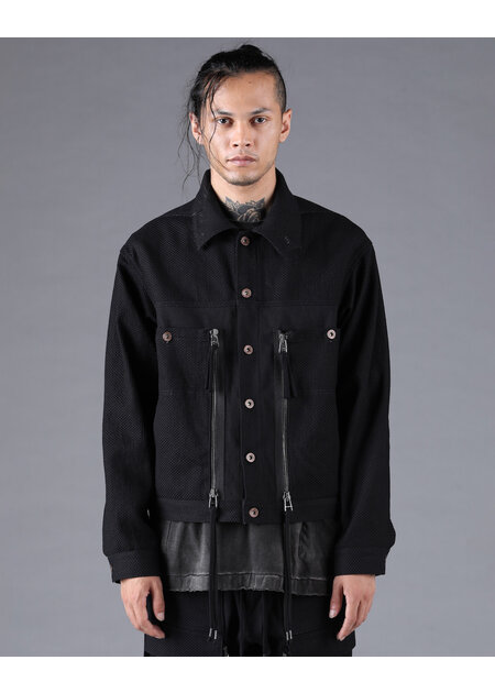 D. HYGEN SHASHIKO JACQUARD COMBINATION CROPPED JACKET