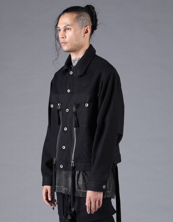 D. HYGEN SHASHIKO JACQUARD COMBINATION CROPPED JACKET