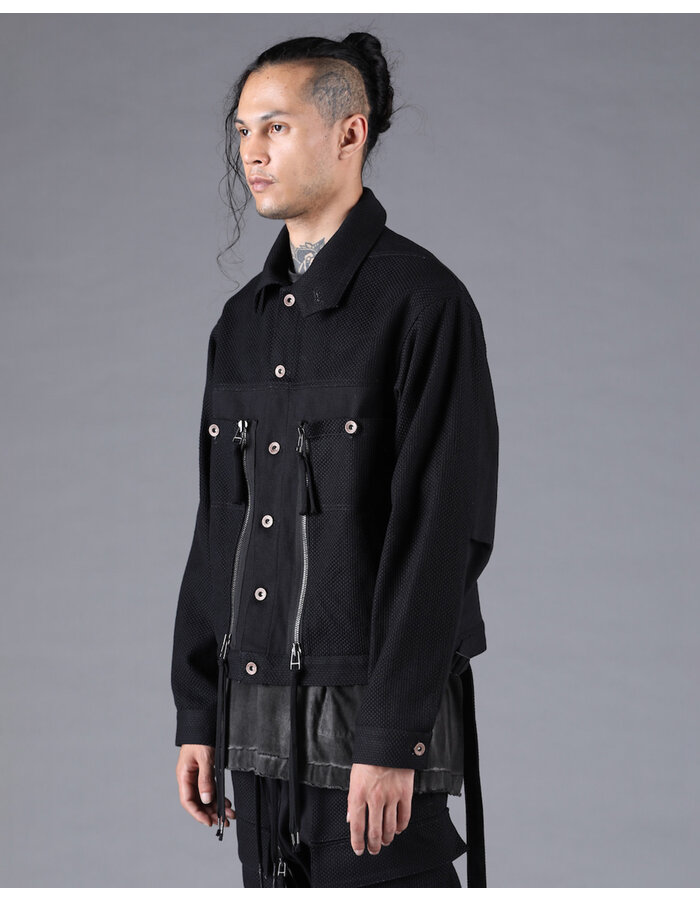 D. HYGEN SHASHIKO JACQUARD COMBINATION CROPPED JACKET