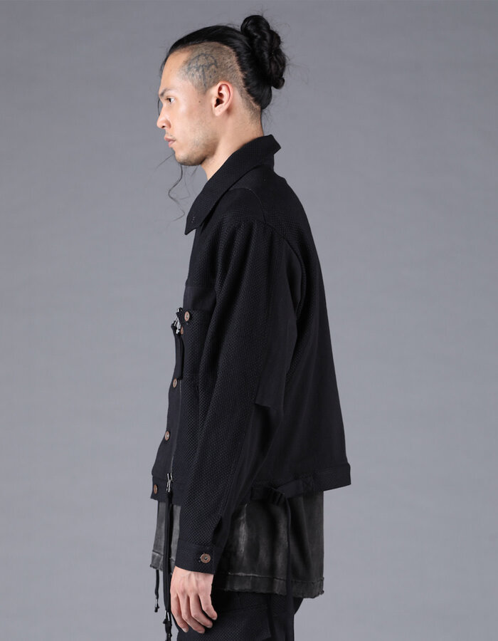 D. HYGEN SHASHIKO JACQUARD COMBINATION CROPPED JACKET