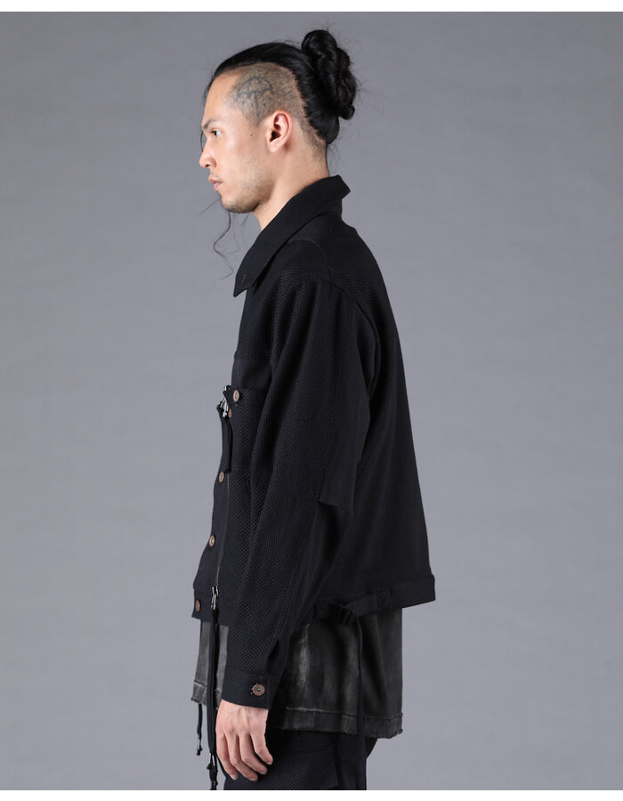D. HYGEN SHASHIKO JACQUARD COMBINATION CROPPED JACKET