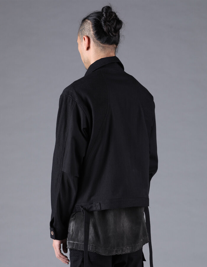 D. HYGEN SHASHIKO JACQUARD COMBINATION CROPPED JACKET