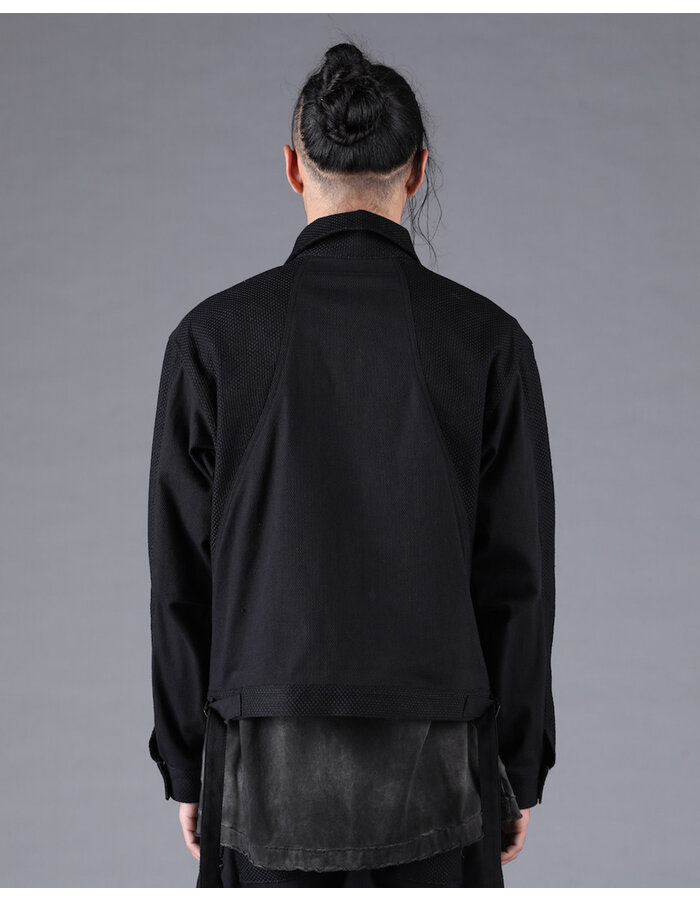 D. HYGEN SHASHIKO JACQUARD COMBINATION CROPPED JACKET