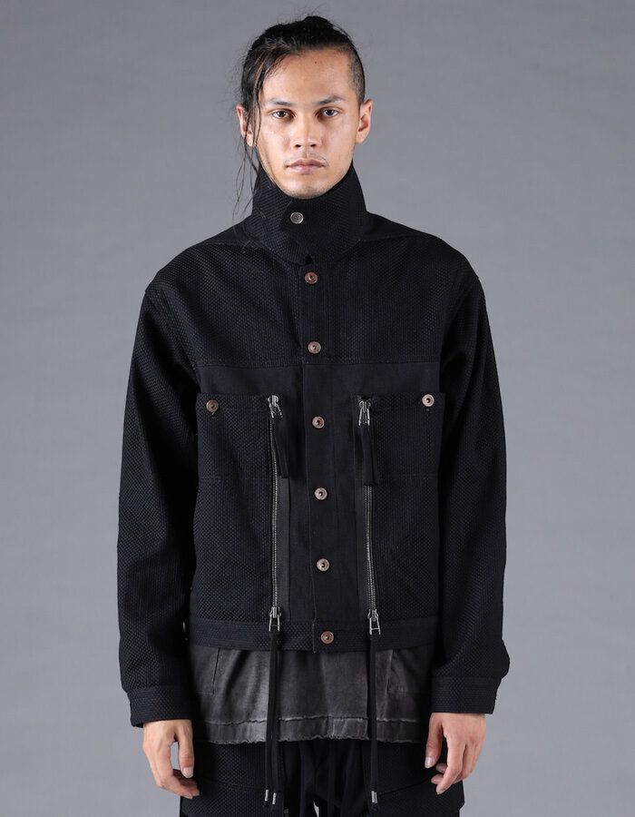 D. HYGEN SHASHIKO JACQUARD COMBINATION CROPPED JACKET