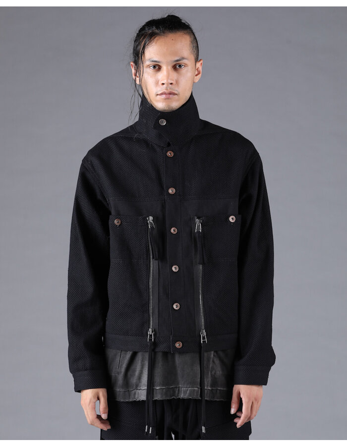 D. HYGEN SHASHIKO JACQUARD COMBINATION CROPPED JACKET