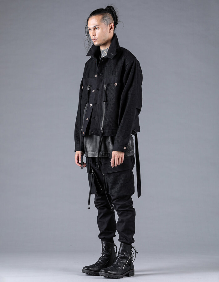 D. HYGEN SHASHIKO JACQUARD COMBINATION CROPPED JACKET