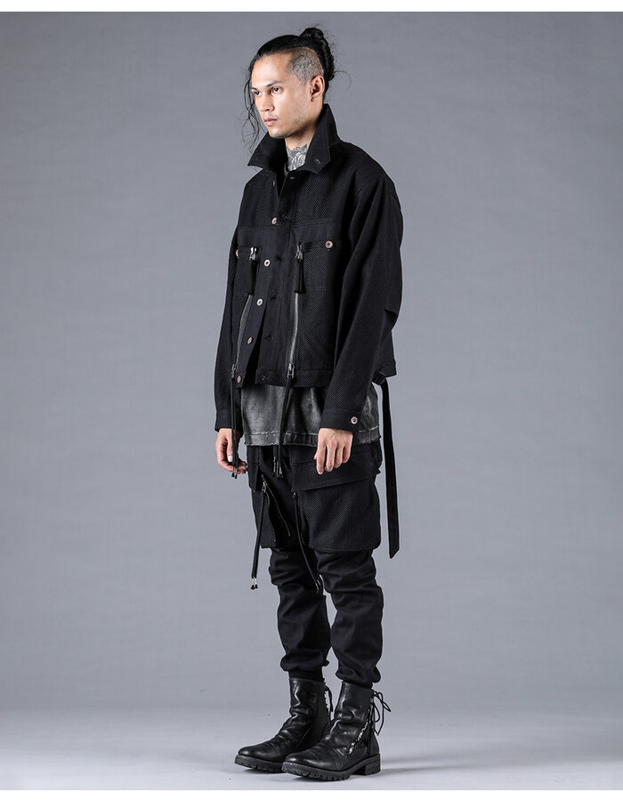 D. HYGEN SHASHIKO JACQUARD COMBINATION CROPPED JACKET