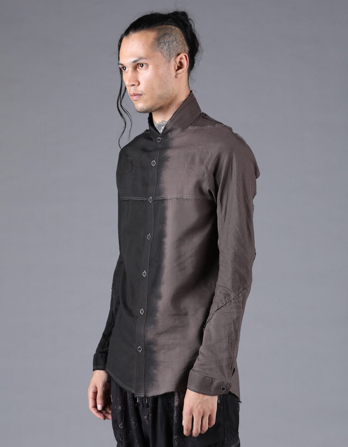 D. HYGEN GRADIENT DYE CUT-OFF BAND COLLAR SHIRT