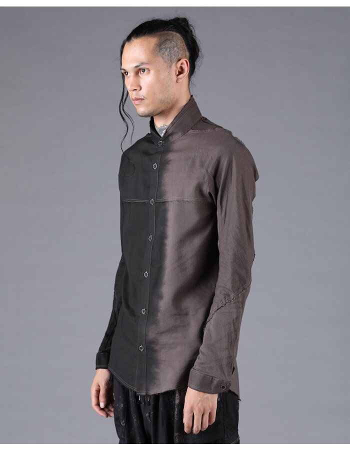 D. HYGEN GRADIENT DYE CUT-OFF BAND COLLAR SHIRT