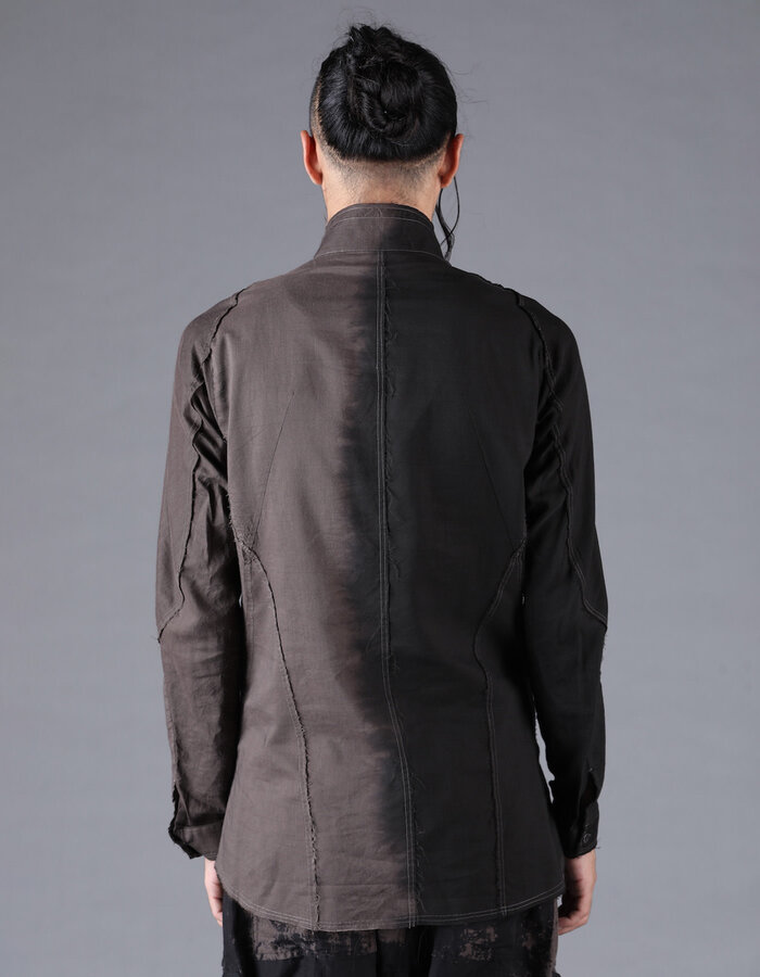 D. HYGEN GRADIENT DYE CUT-OFF BAND COLLAR SHIRT