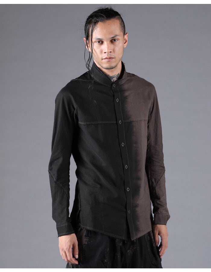 D. HYGEN GRADIENT DYE CUT-OFF BAND COLLAR SHIRT