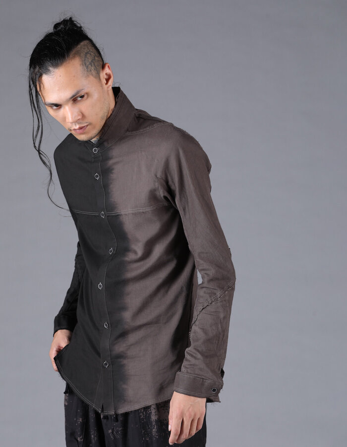 D. HYGEN GRADIENT DYE CUT-OFF BAND COLLAR SHIRT