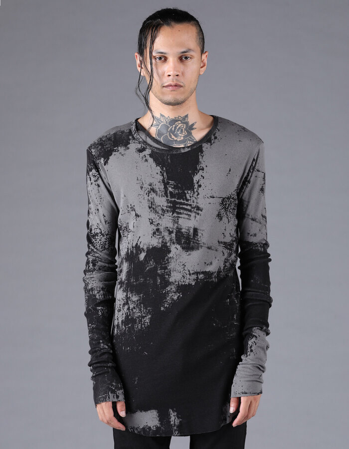 D. HYGEN BRUSH PRINT MODAL X COTTON RIB TELECO LONG SLEEVE T-SHIRT