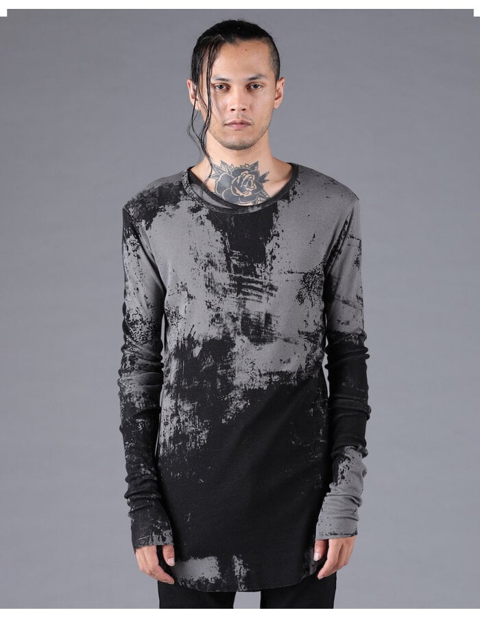 D. HYGEN BRUSH PRINT MODAL X COTTON RIB TELECO LONG SLEEVE T-SHIRT