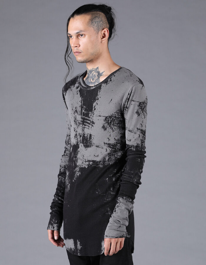 D. HYGEN BRUSH PRINT MODAL X COTTON RIB TELECO LONG SLEEVE T-SHIRT