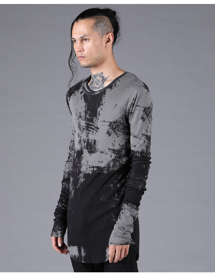 D. HYGEN BRUSH PRINT MODAL X COTTON RIB TELECO LONG SLEEVE T-SHIRT