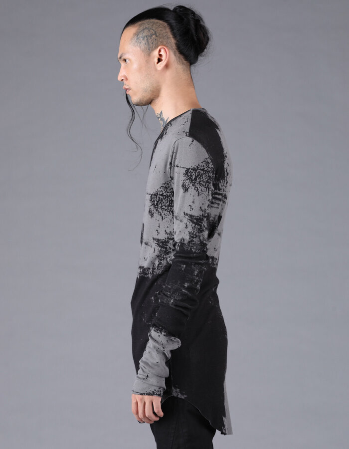 D. HYGEN BRUSH PRINT MODAL X COTTON RIB TELECO LONG SLEEVE T-SHIRT