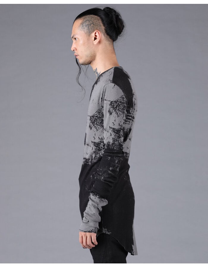 D. HYGEN BRUSH PRINT MODAL X COTTON RIB TELECO LONG SLEEVE T-SHIRT
