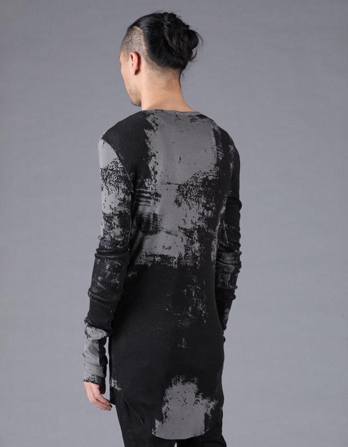D. HYGEN BRUSH PRINT MODAL X COTTON RIB TELECO LONG SLEEVE T-SHIRT