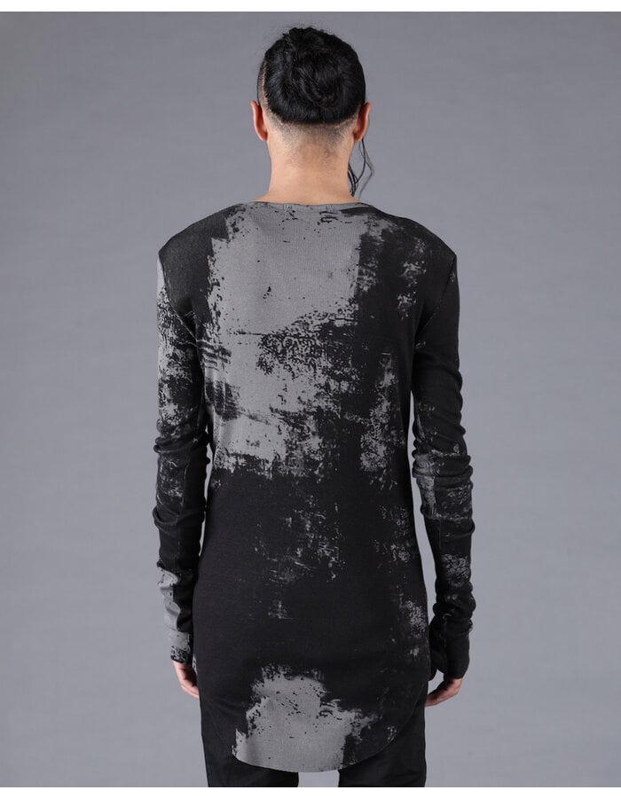 D. HYGEN BRUSH PRINT MODAL X COTTON RIB TELECO LONG SLEEVE T-SHIRT