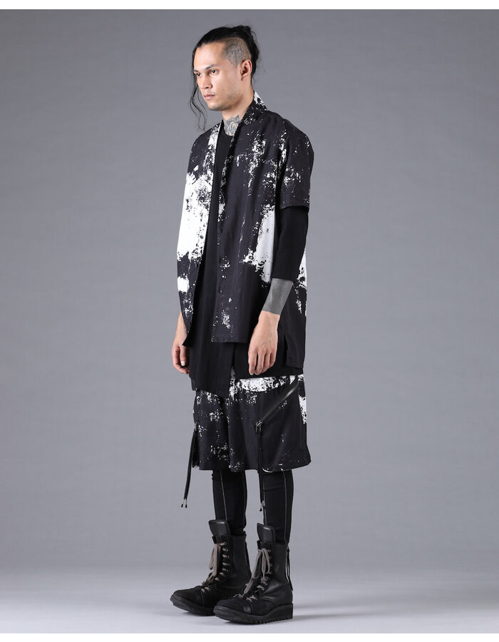 D. HYGEN BRUSH PRINT RAYON X COTTON X LINEN SHORT SLEEVE SHIRT