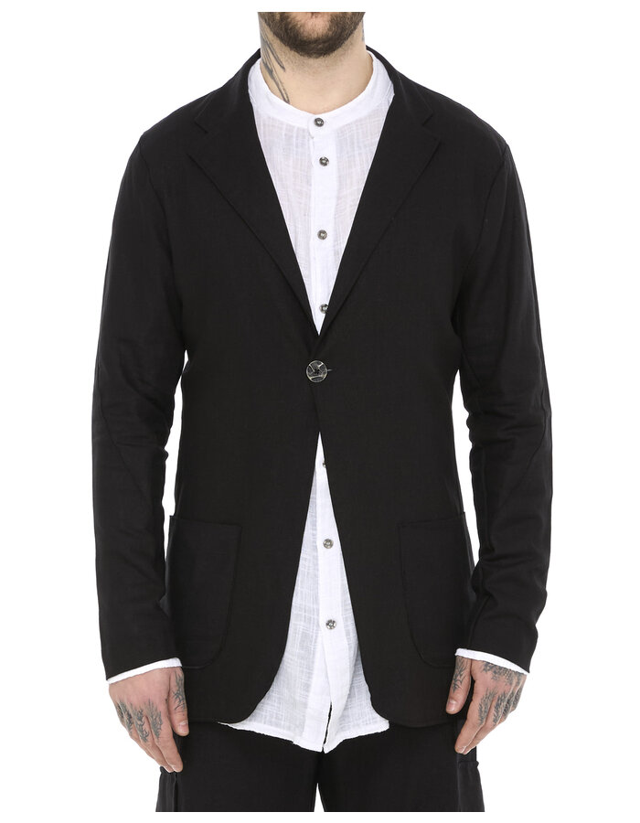 LA HAINE INSIDE US VISCOSE & LINEN ONE BUTTON BLAZER