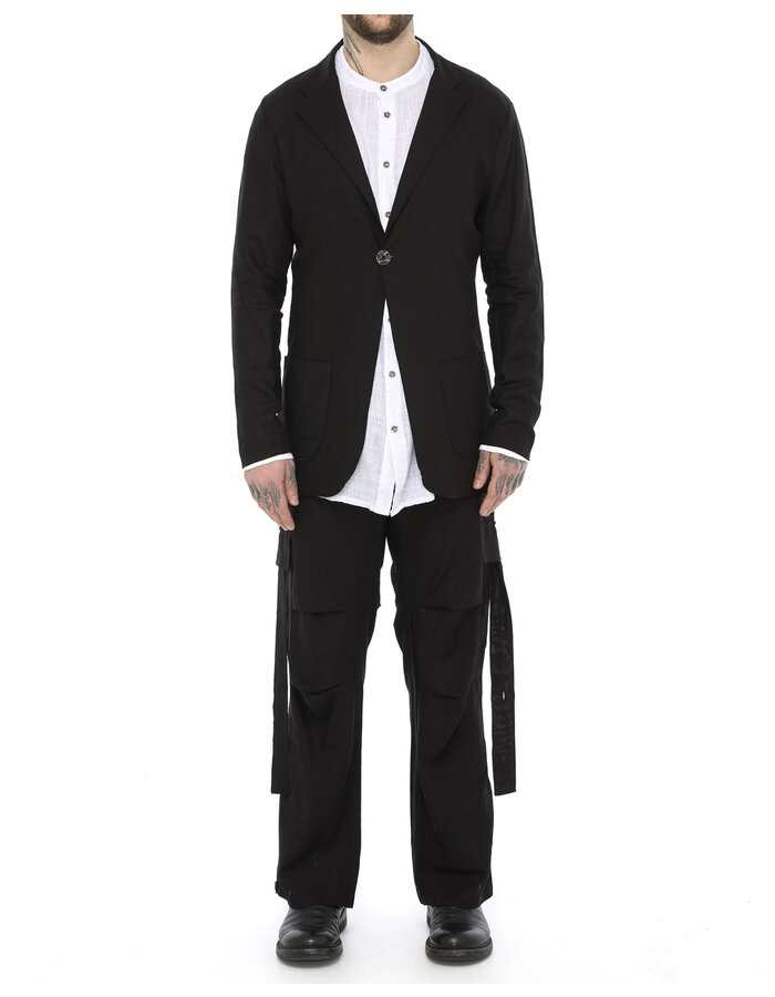 LA HAINE INSIDE US VISCOSE & LINEN ONE BUTTON BLAZER