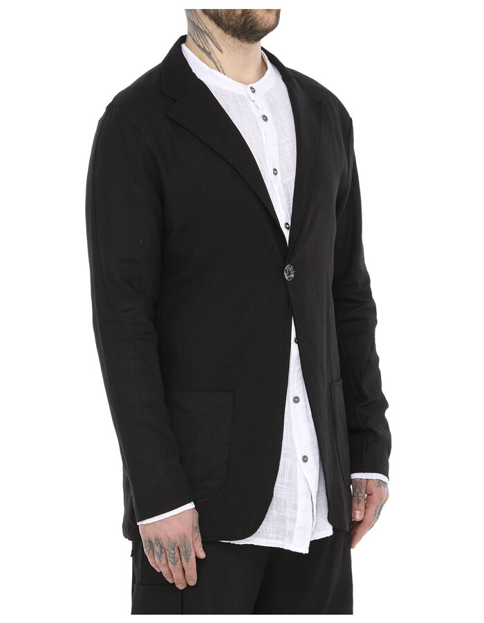 LA HAINE INSIDE US VISCOSE & LINEN ONE BUTTON BLAZER