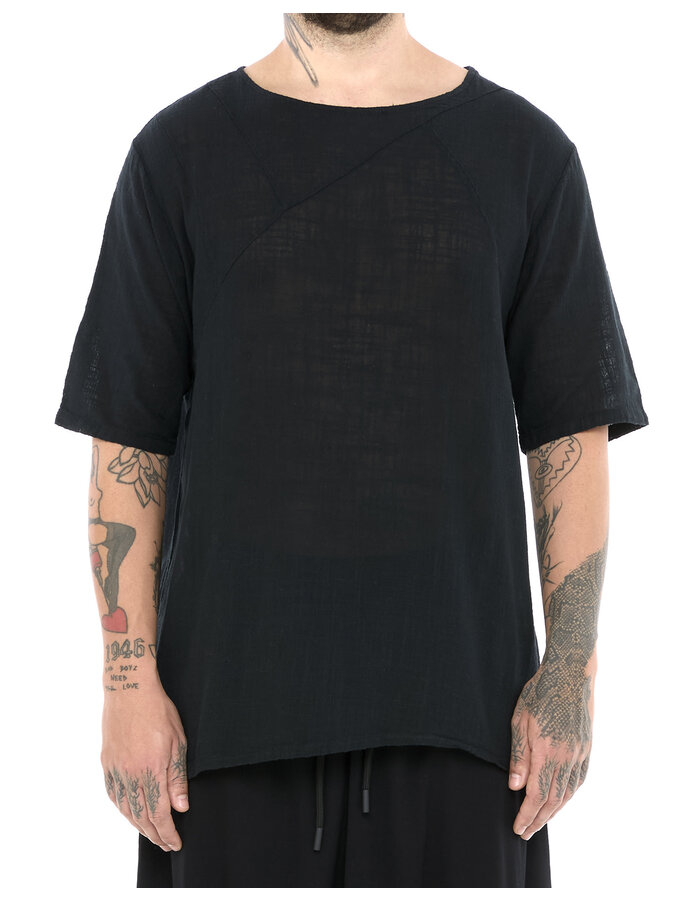 LA HAINE INSIDE US TEXTURED COTTON GAUZE RELAXED T-SHIRT - BLACK
