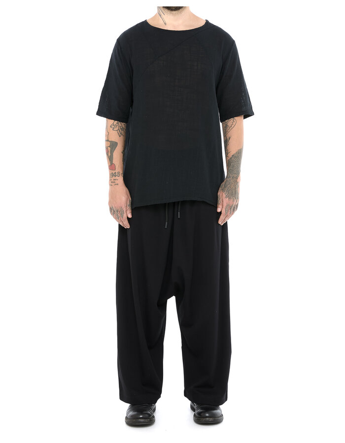 LA HAINE INSIDE US TEXTURED COTTON GAUZE RELAXED T-SHIRT - BLACK