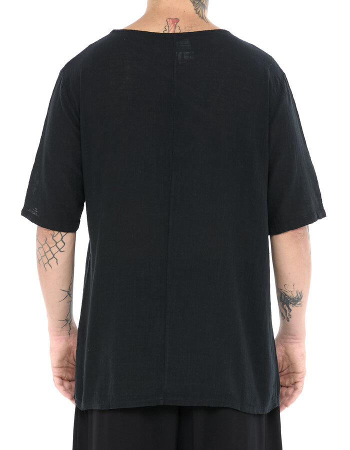 LA HAINE INSIDE US TEXTURED COTTON GAUZE RELAXED T-SHIRT - BLACK