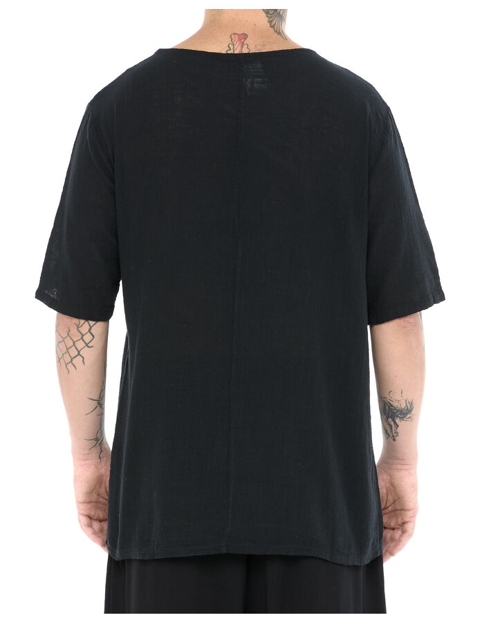 LA HAINE INSIDE US TEXTURED COTTON GAUZE RELAXED T-SHIRT - BLACK