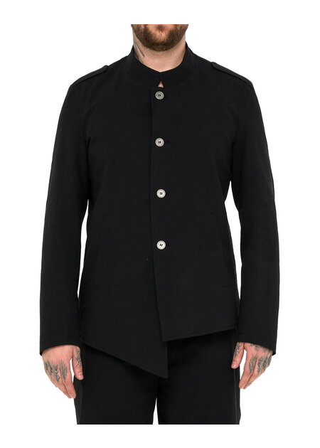 LA HAINE INSIDE US COTTON BLEND ASYMMETRIC BUTTON UP JACKET - BLACK