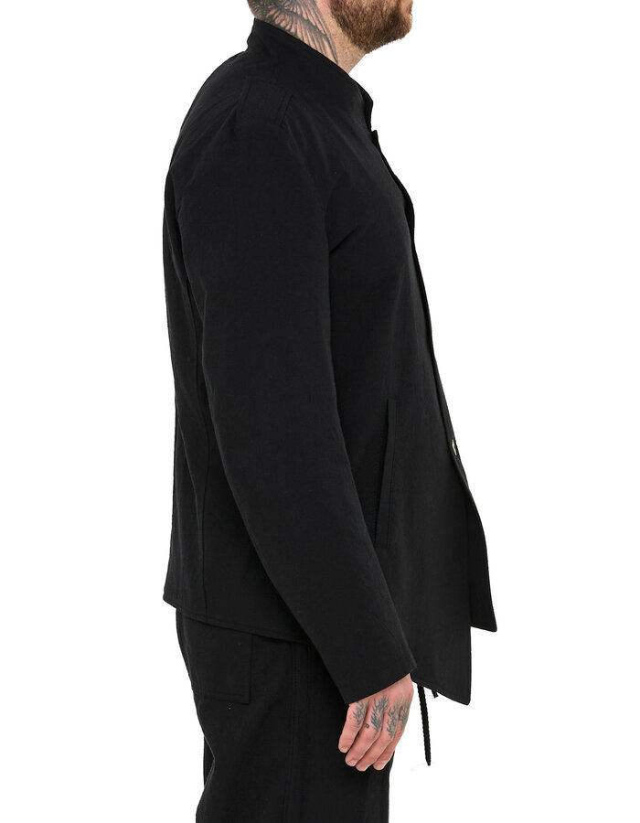 LA HAINE INSIDE US COTTON BLEND ASYMMETRIC BUTTON UP JACKET - BLACK