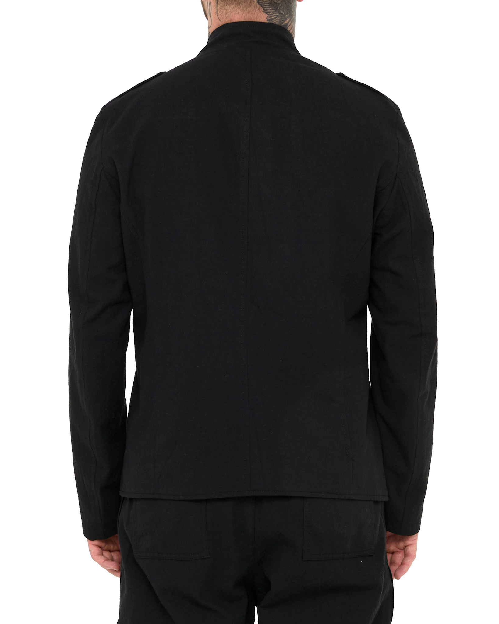 COTTON BLEND ASYMMETRIC BUTTON UP JACKET - BLACK - Shop COTTON BLEND ASYMMETRIC BUTTON UP JACKET - BLACK - Shop