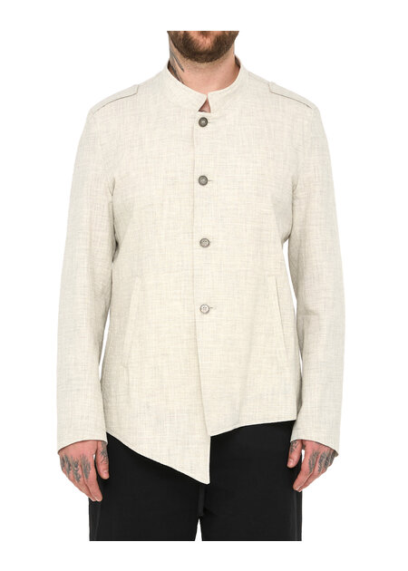 LA HAINE INSIDE US COTTON BLEND ASYMMETRIC BUTTON UP JACKET - ECRU