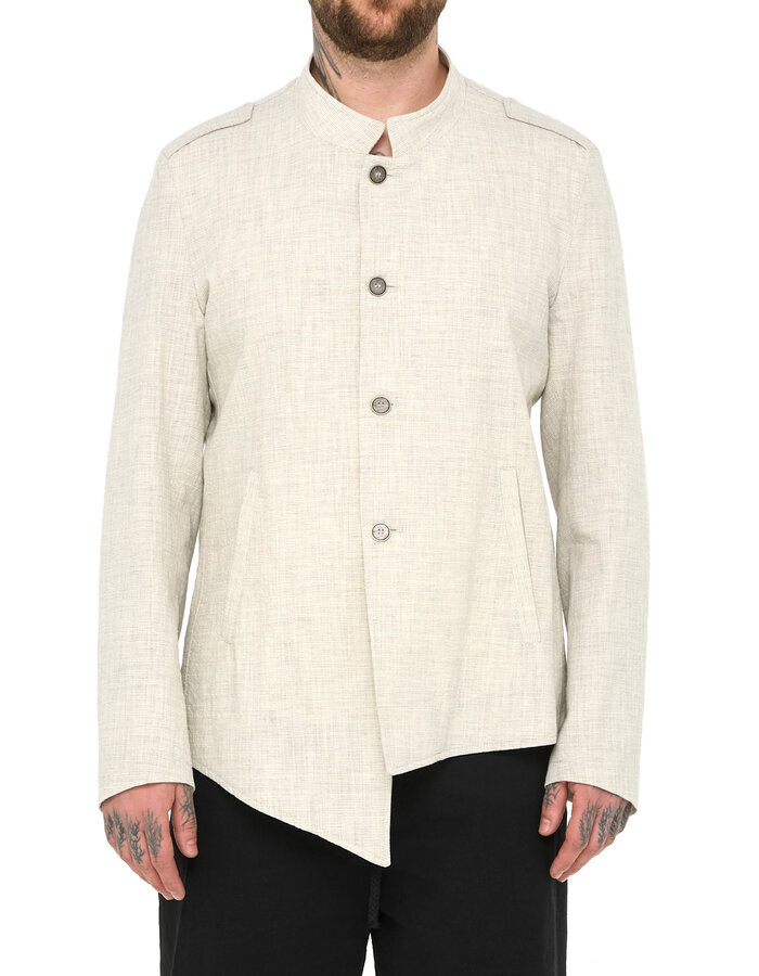 LA HAINE INSIDE US COTTON BLEND ASYMMETRIC BUTTON UP JACKET - ECRU