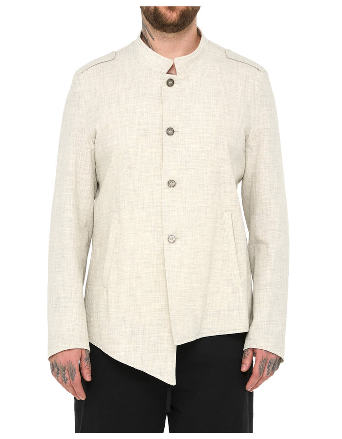 LA HAINE INSIDE US COTTON BLEND ASYMMETRIC BUTTON UP JACKET - ECRU