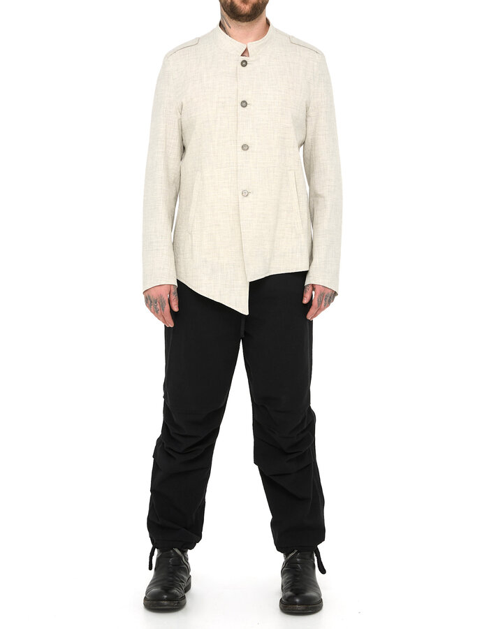 LA HAINE INSIDE US COTTON BLEND ASYMMETRIC BUTTON UP JACKET - ECRU