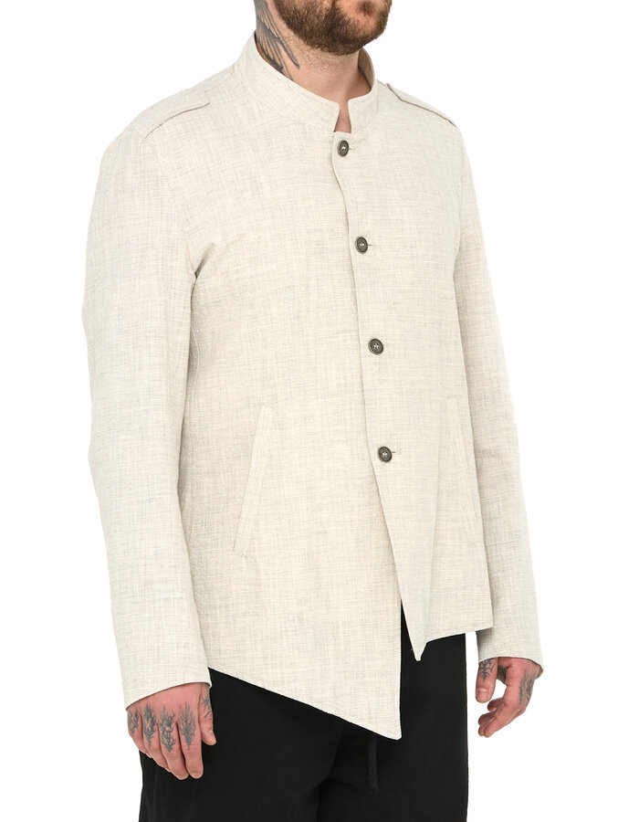 LA HAINE INSIDE US COTTON BLEND ASYMMETRIC BUTTON UP JACKET - ECRU