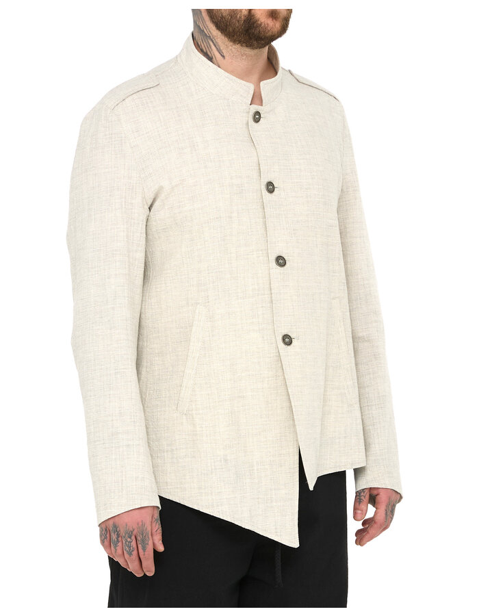 LA HAINE INSIDE US COTTON BLEND ASYMMETRIC BUTTON UP JACKET - ECRU