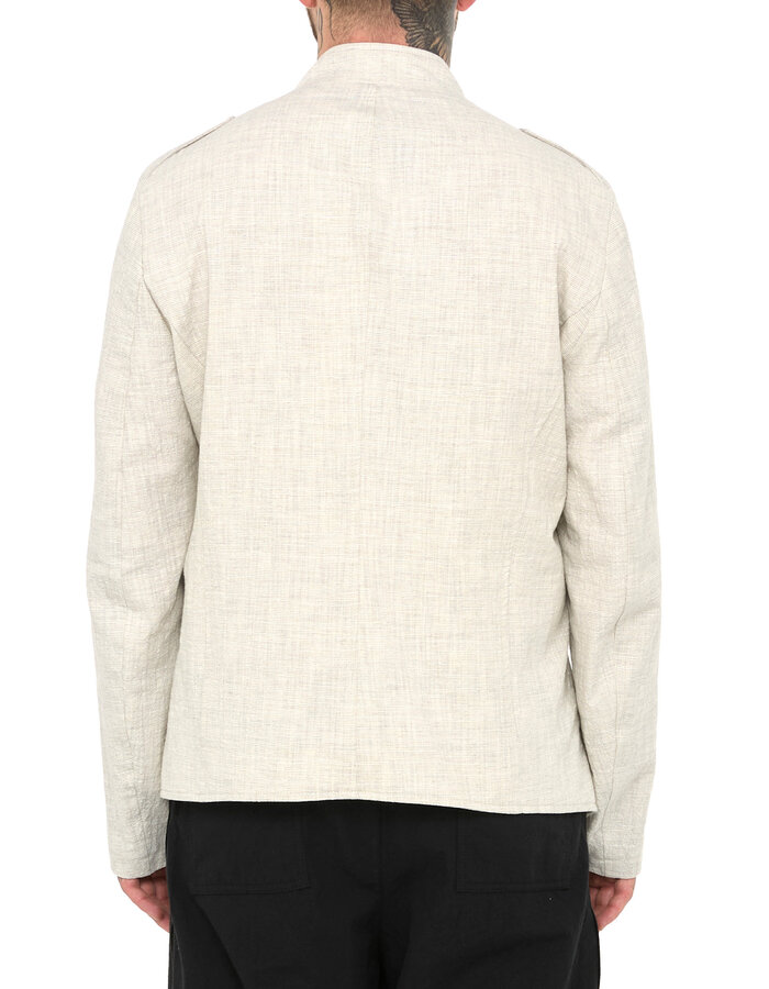 LA HAINE INSIDE US COTTON BLEND ASYMMETRIC BUTTON UP JACKET - ECRU