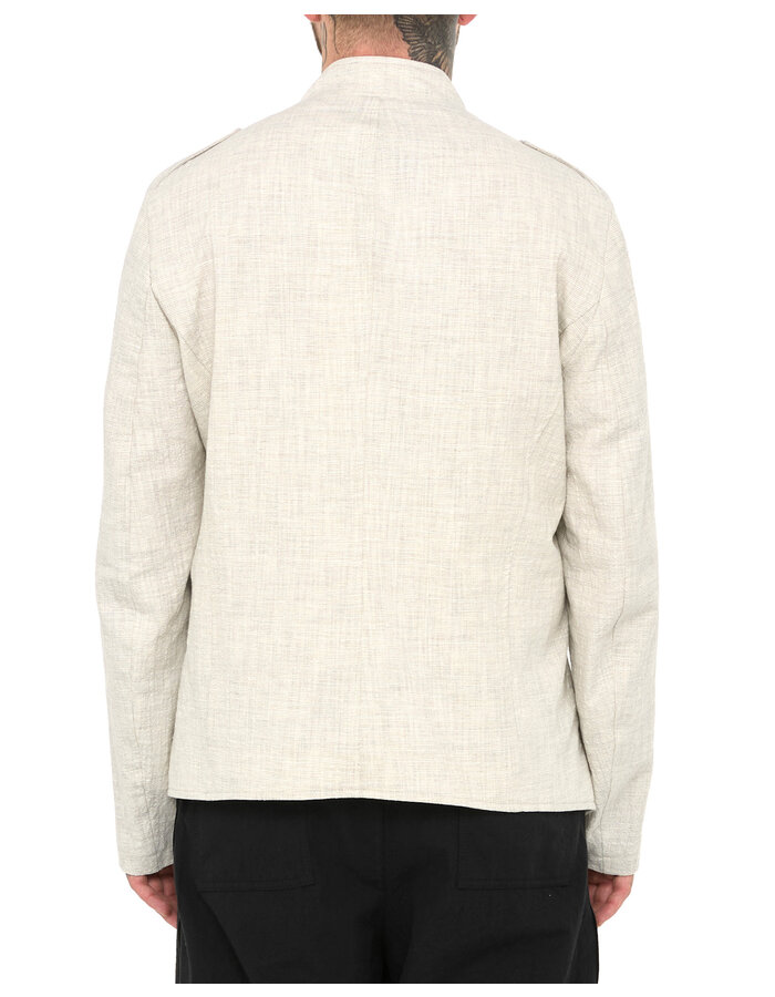 LA HAINE INSIDE US COTTON BLEND ASYMMETRIC BUTTON UP JACKET - ECRU