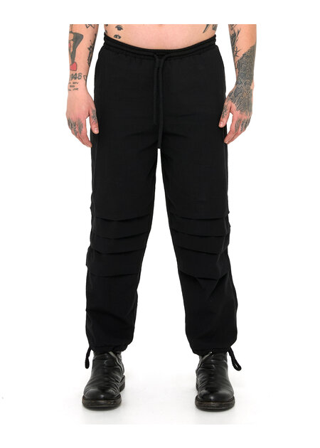LA HAINE INSIDE US COTTON BLEND PLEATED KNEE TROUSER - BLACK