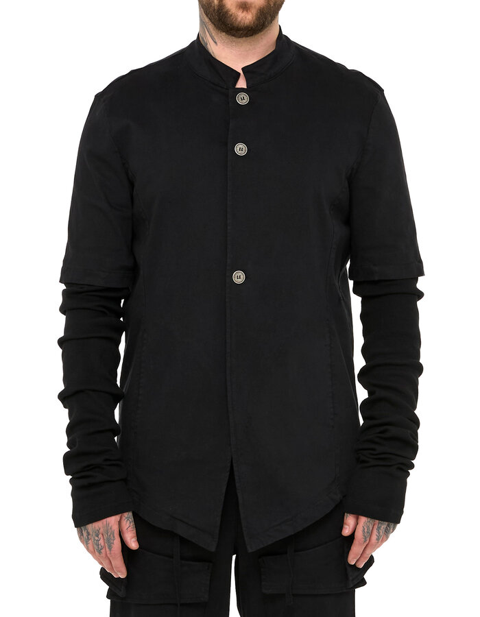 LA HAINE INSIDE US STRETCH COTTON JACKET WITH REMOVEABLE RIB SLEEVE